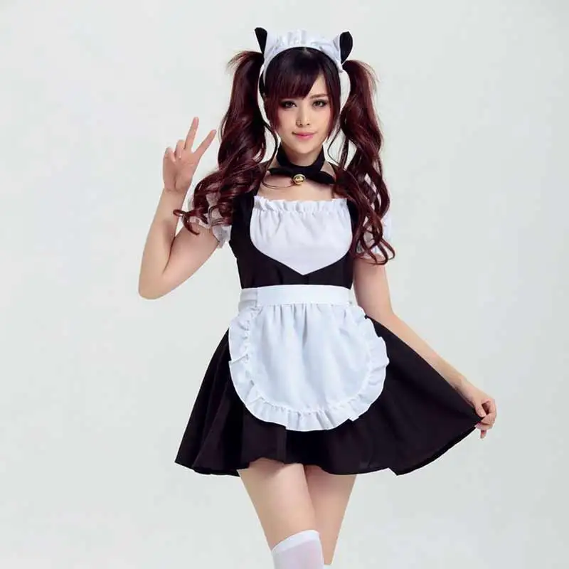 Robe de femme de chambre chat mignonne, robe de femme de chambre beauté fraîche et douce, Lolita japonaise, noir et blanc, votre petite robe de chat exclusive