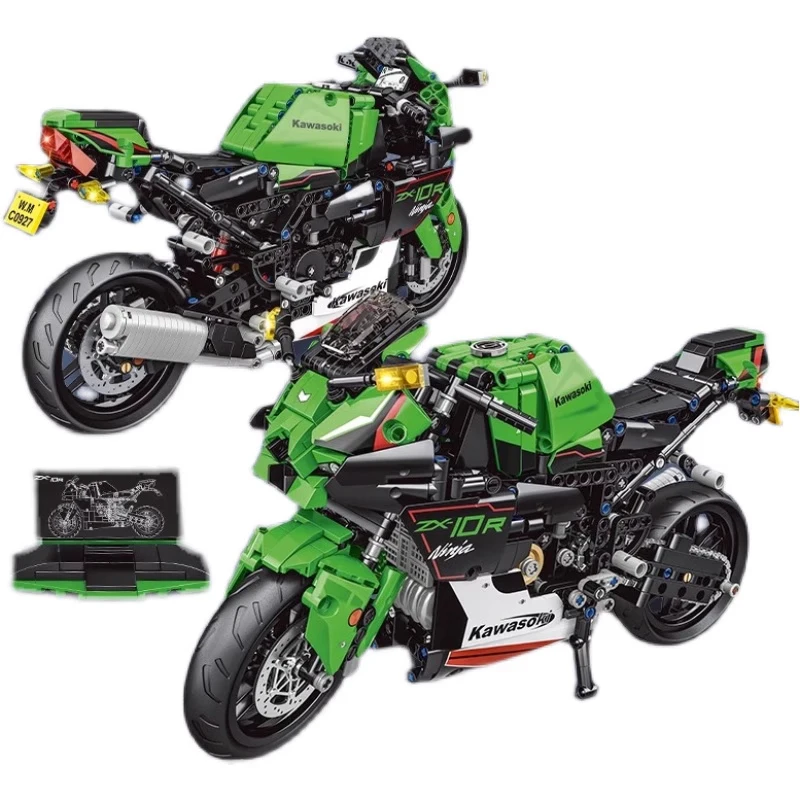 Technische ZX-10R Motorfiets Auto Model Bouwstenen Bricks MOC Stad Racing Motor Speelgoed Cadeaus Voor Kinderen Kids 1005 Stuks