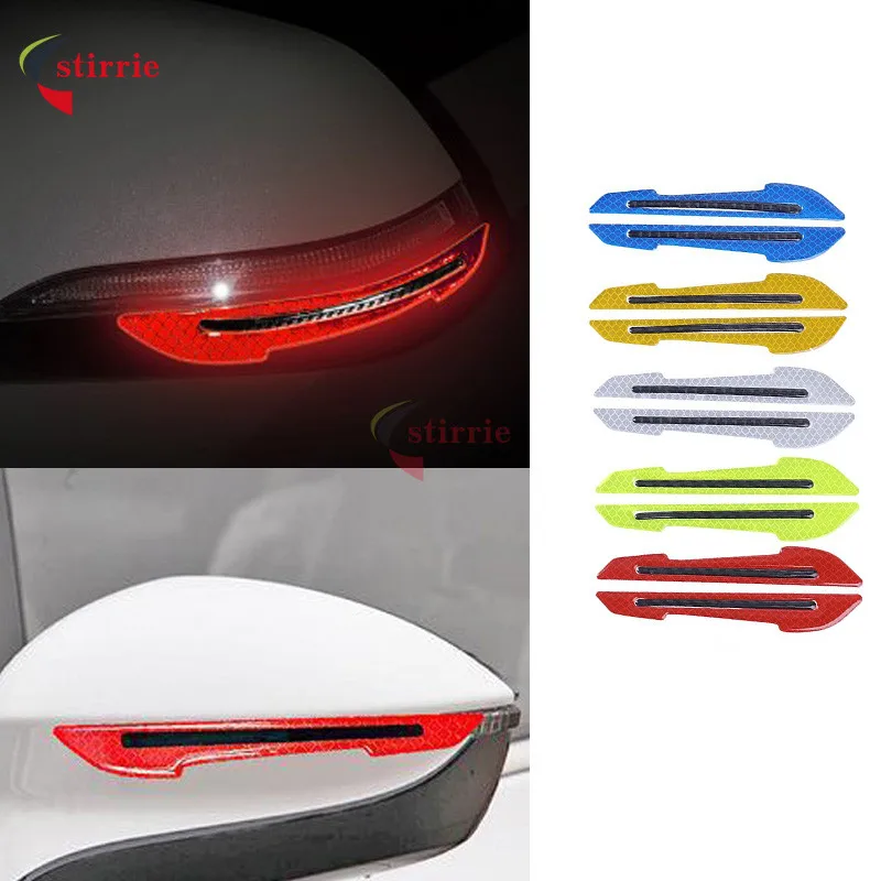 

2Pcs Night Warning Safety Reflective Sticker Rearview Mirror Luminous Stickers Car Door Protection Warning Stickers