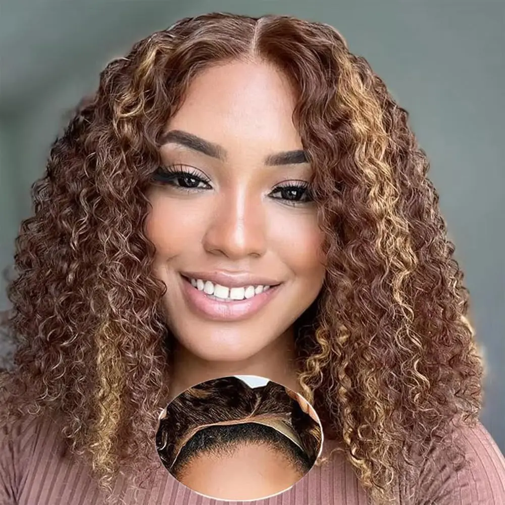 

Glueless Wigs Human Hair Highlight Pre Cut Lace 6x4 Deep Wave Bob Wigs For Women 13x4 Transparent Lace Frontal Wig Pre Plucked