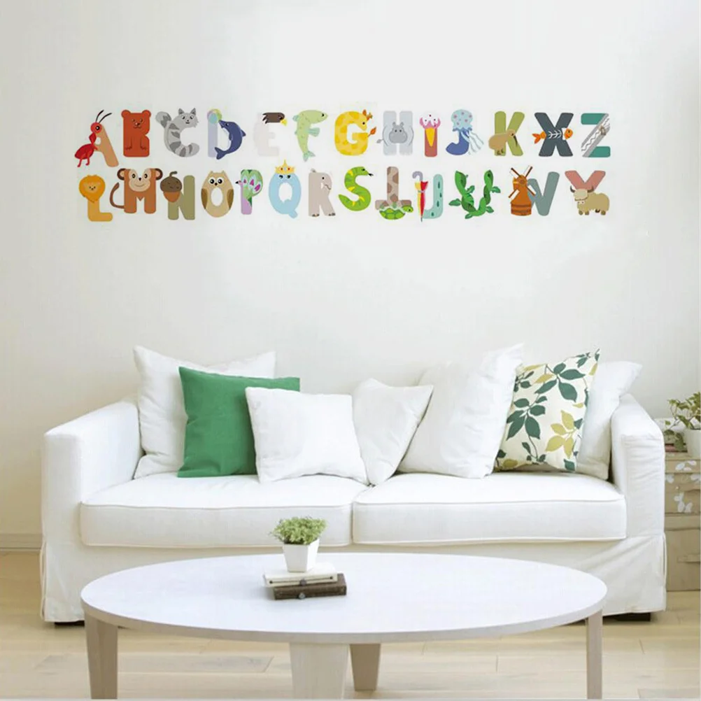 

DIY Alphabet Decals Animal Wall Stickers for Rooms Educational Decor Removable Self-Adhesive Decals for Smooth Surfaces