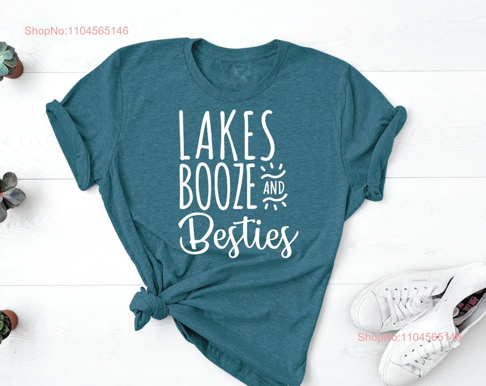 Lakes Booze Besties Cute Summer Vacation T Shirt long or short sleeves