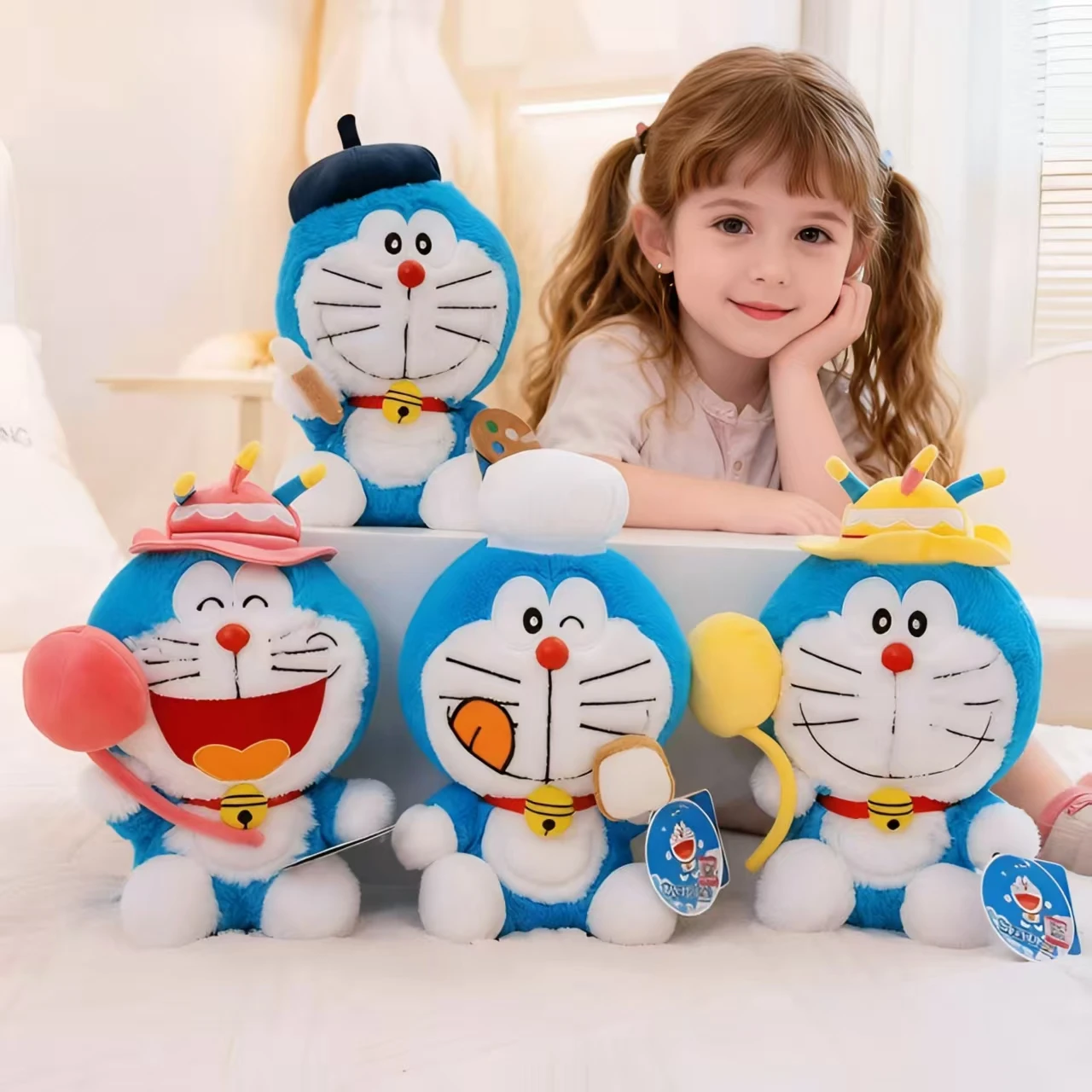 Serie de peluche de Doraemon de alta calidad, muñeca de gato Robot intrincadamente elaborada, lindo almohada de felpa de Dora, adorable regalo de Animal relleno azul
