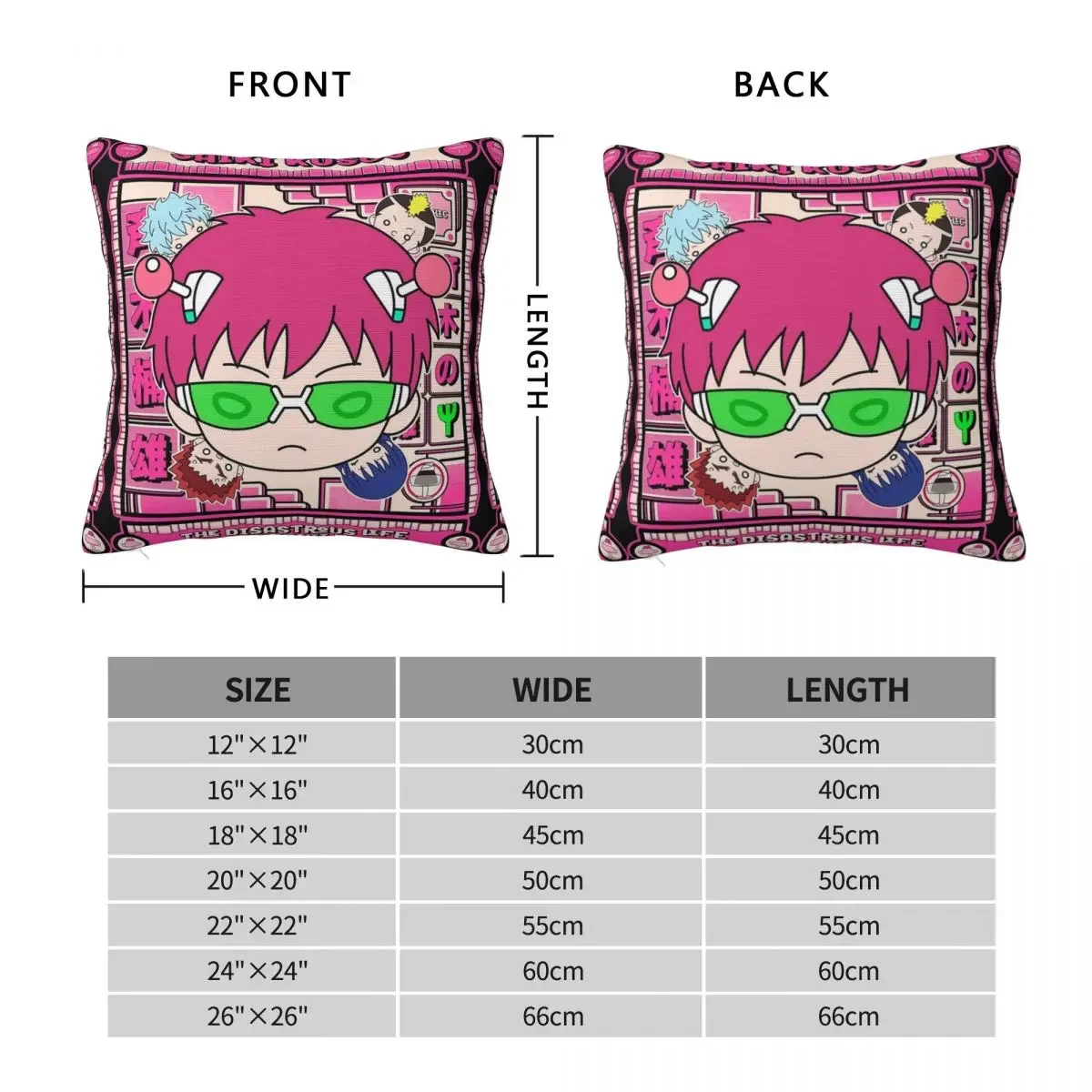 Saiki Kusuo The Disastrous Life Of Saiki K. Square Pillow Case Polyester Throw Pillow Creative Pillowcase