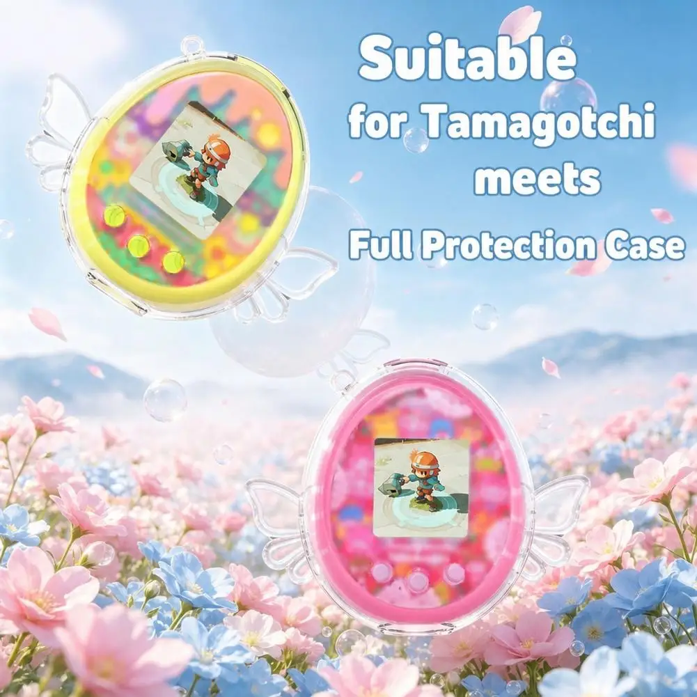 Robuste PC-Hülle für Tamagotchi, kombiniert mit einer transparenten Schutzhülle und einem Schreibtischständer mit Engelsflügeln, wasserabweisend und stoßfest. – Detail 11
