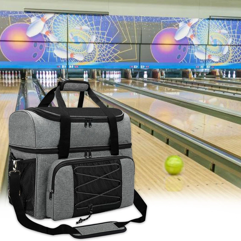 Bowling Tote Bag with Padded Ball Holder Fits Bowling Shoes Up to Mens Size 16