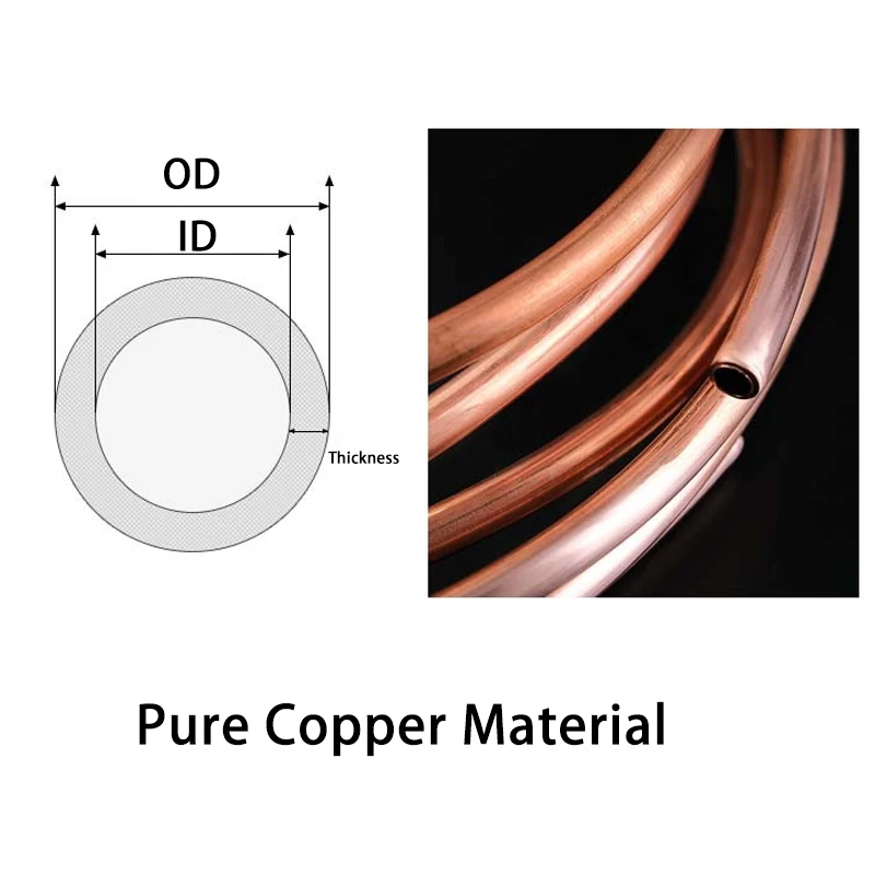 Air conditioning Copper Pipe 99.9% Soft Copper Tube Coil 2/3/4/6/8/10/12/16/19/22mm Red Copper for Air Conditioning Preservative