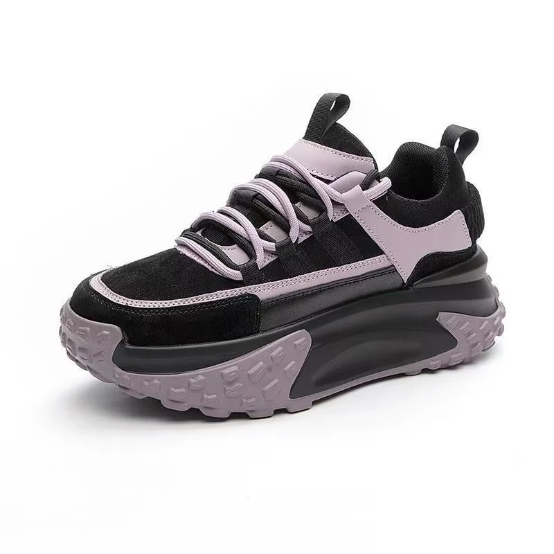 

2025 New 6cm Chunky Casual Women Sneakers Genuine Leather Flat Platform Ladies Vulcanized Sneaker Mixed Colors Fashion Shoes