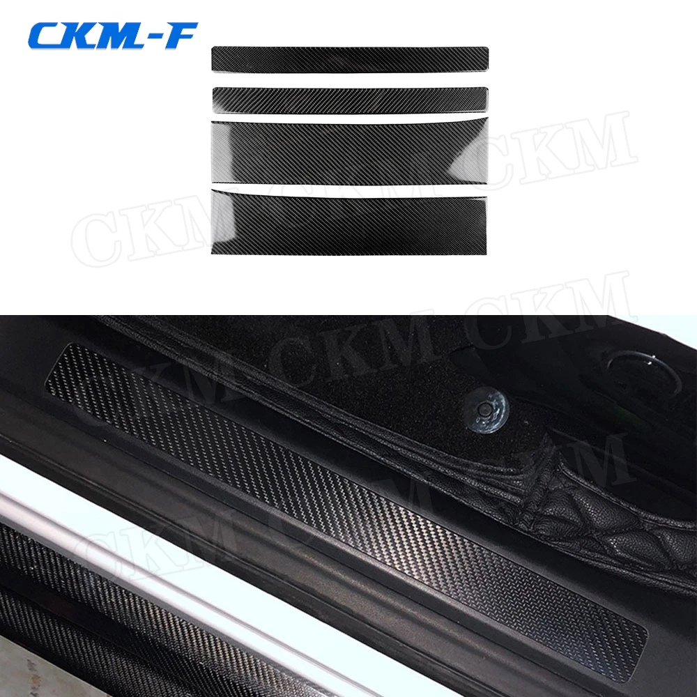 

Carbon Fiber Car Door Sill Protective Strips Anti Scratch Scuff Pedal Trim Cover Stickers For Tesla Model X 2015-2019