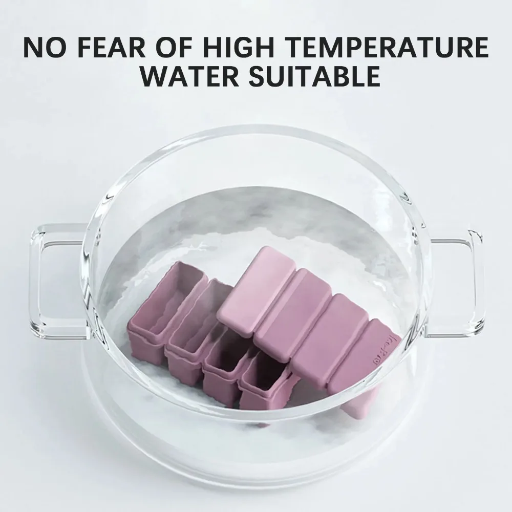 

New 4 Cubes Silicone Freezer Tray DIY with Lid Silicone Ice Cube Tray Ice Cream Handmade Food Freezing Mold Summer