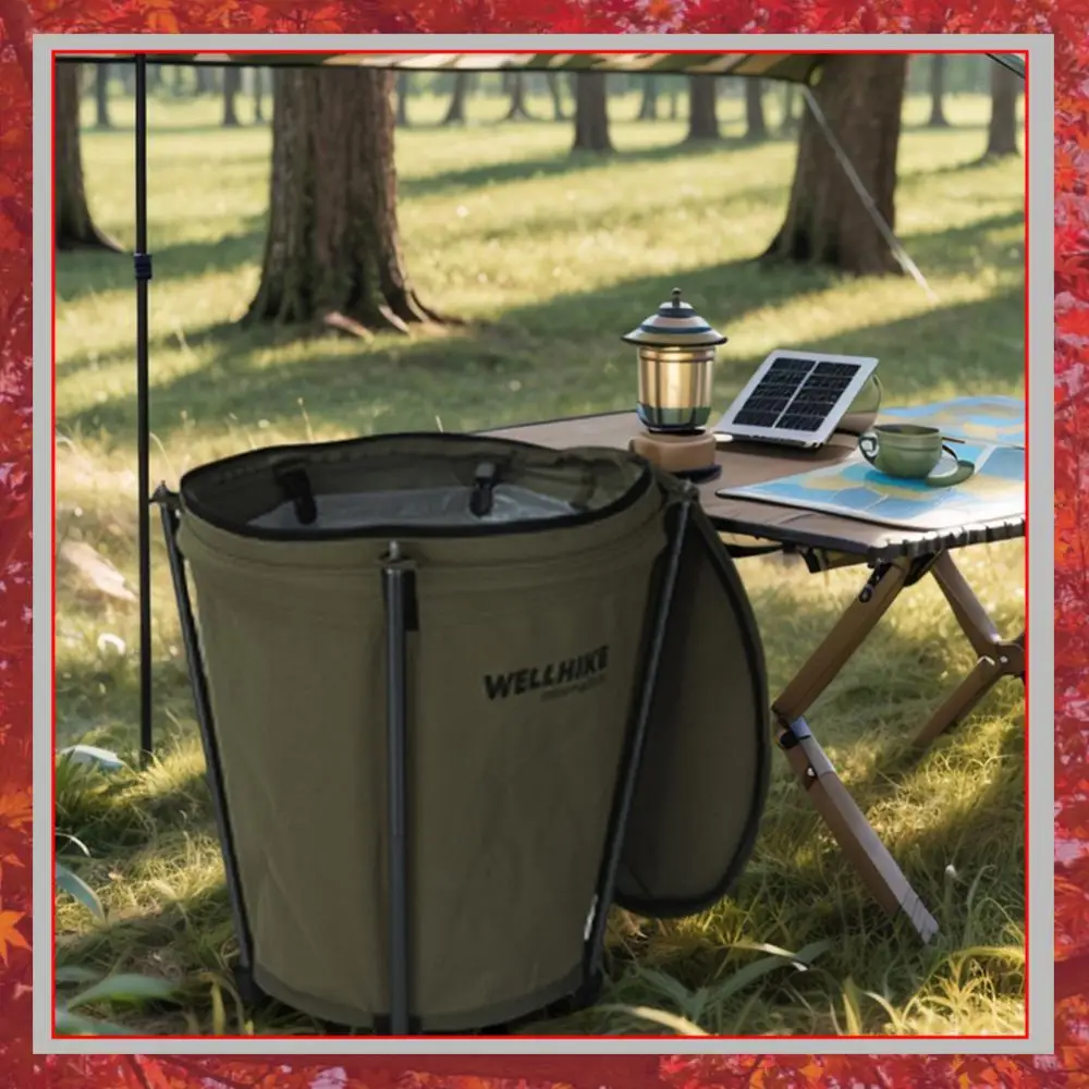 

20L Camping Trash Can Oxford Cloth Garbage Bin Large Capacity Garbage Bucket with Lid Portable Garbage Can Camping Accessories