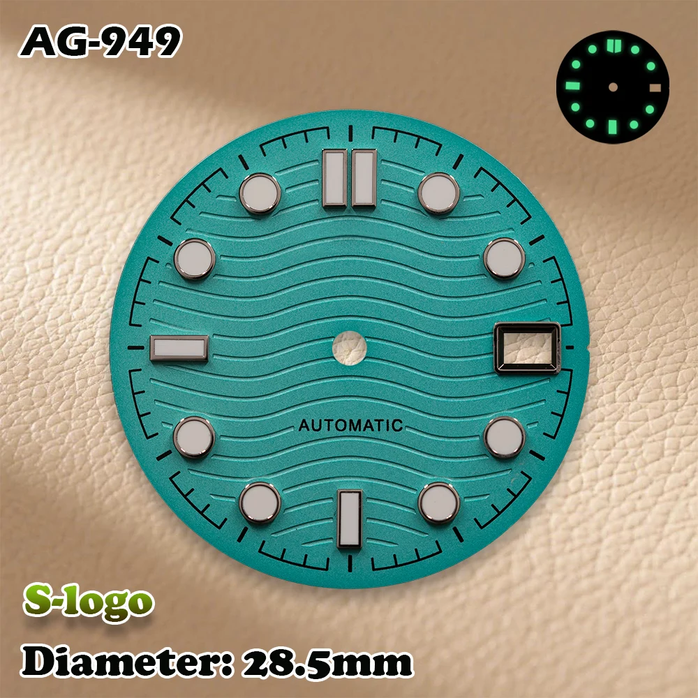 NEW NH35 Movement with 28.5mm S Logo Sea Wave Master 300 Dial & Green Luminous | Complete Watch Modification Accessories