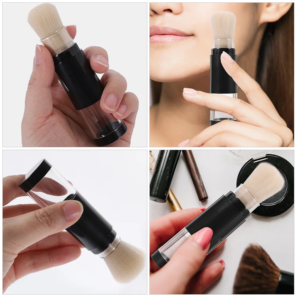 

2pcs Press-And-Dispense Makeup Brush Refillable Bottle For Foundation Loose Powder Travel Touch-Up Compact Applicator