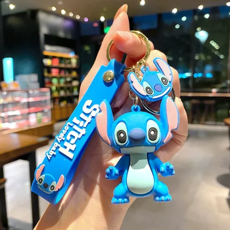 1/5/10PCS Anime Lilo & Stitch Toys Keychain Pendant Key Ring Pink Angel Style Women Car Keyring Girl Collectible Birthday Gift