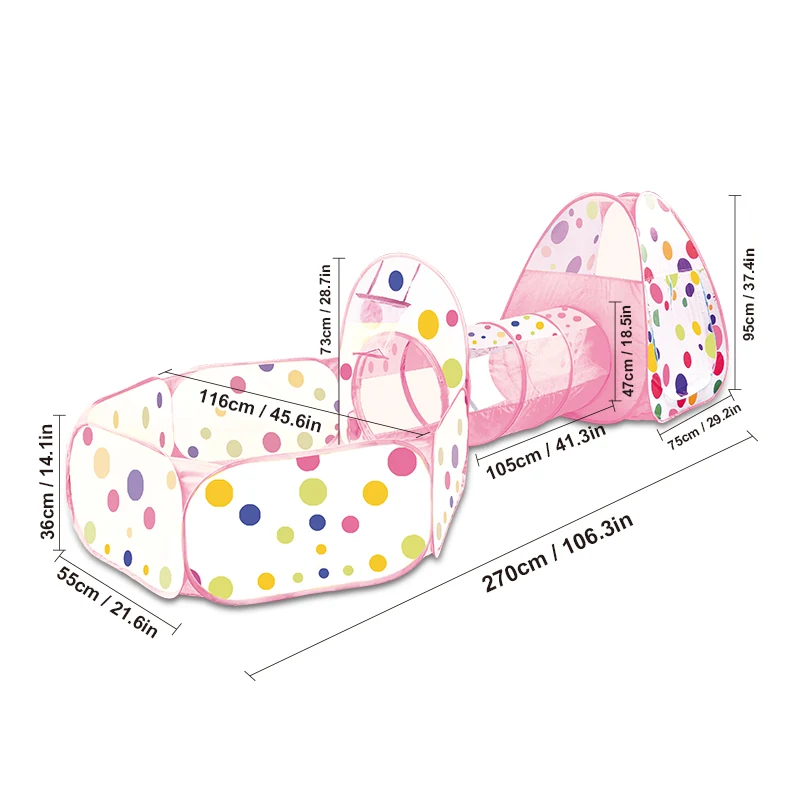 خيمة لعب للأطفال، حفرة كرة لعبة - نفق لعب - خيمة مثلثة، تصميم منقط، مسرح ألعاب ترفيهية خارجية، خيمة قلعة لعبة محمولة، سياج لعب منبثق ممتع، هدية مثالية للعطلات لعيد الميلاد والهالوين، لا تشمل كرات المحيط