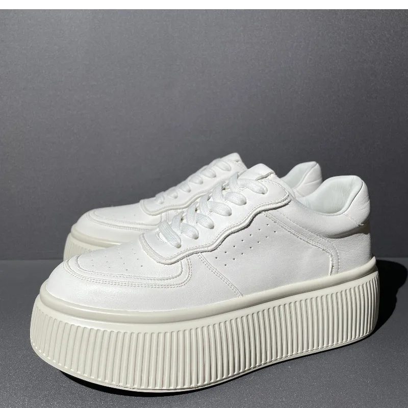 

Design Fashion Casual Platform Shoes Men Height Increase Oxfords Genuine Leather Thick Sole Derby Sport Shoes Male Flats