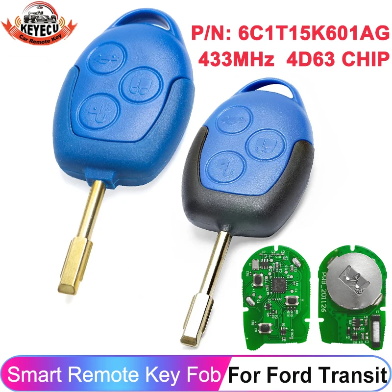 

KEYECU 4D63 Chip 433MHz P/N: 6C1T15K601AG For Ford Transit WM VM 2006 2007 2008 2009 2010 2011 - 2014 KYDZ Remote Smart Key Fob