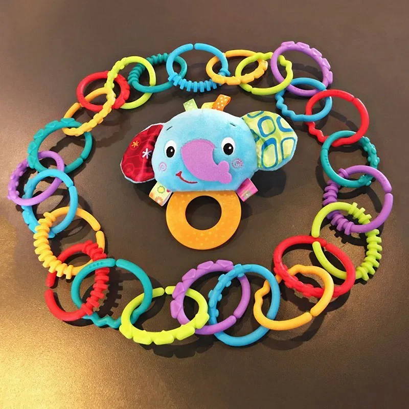 8Pcs Baby Teether Rattles Game Chew Toys for Newborn Rubber Rainbow Ring Teething Toys Bed Stroller Hanging Baby Rattle Toys new