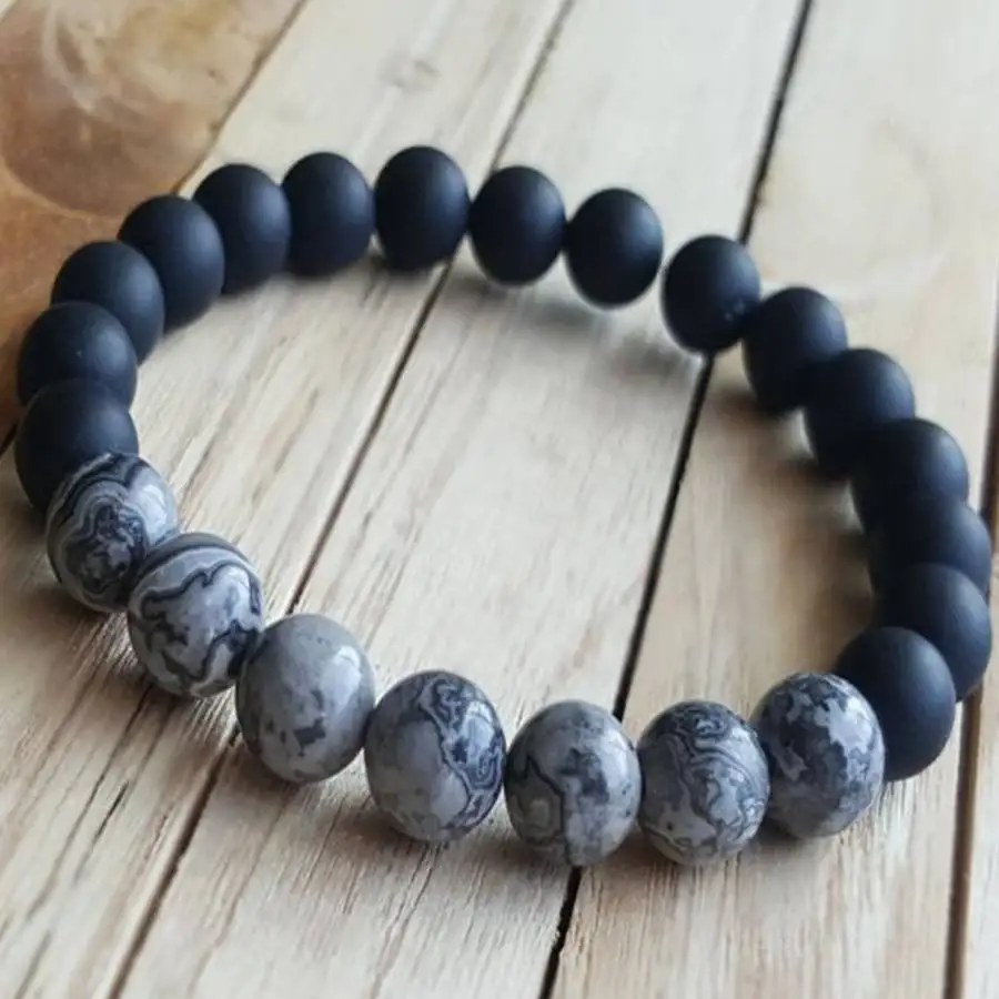 

Handmade natural stone bead bracelet,men's cuff button bracelet,Ramadan prayer bead,women's meditation,holiday gift,daily wear