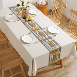 Impermeável Retangular Poliéster Toalha De Mesa, Padrão De Estilo Conciso, Decoração De Casa Moderna, Cozinha, Sala De Estar, Festa De Casamento