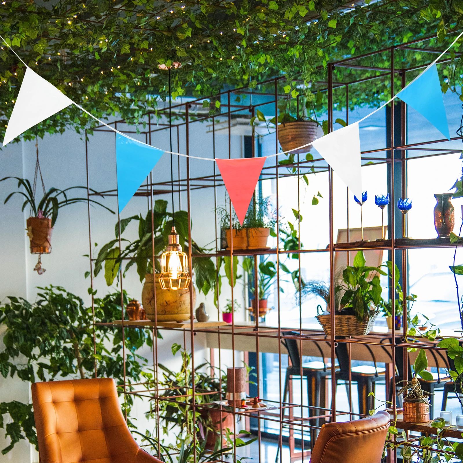 

4Th of July Banner Red White Blue Bunting Cloth Patriotic Decoration for Independence Day Party Outdoor Indoor Use Hanging Flag