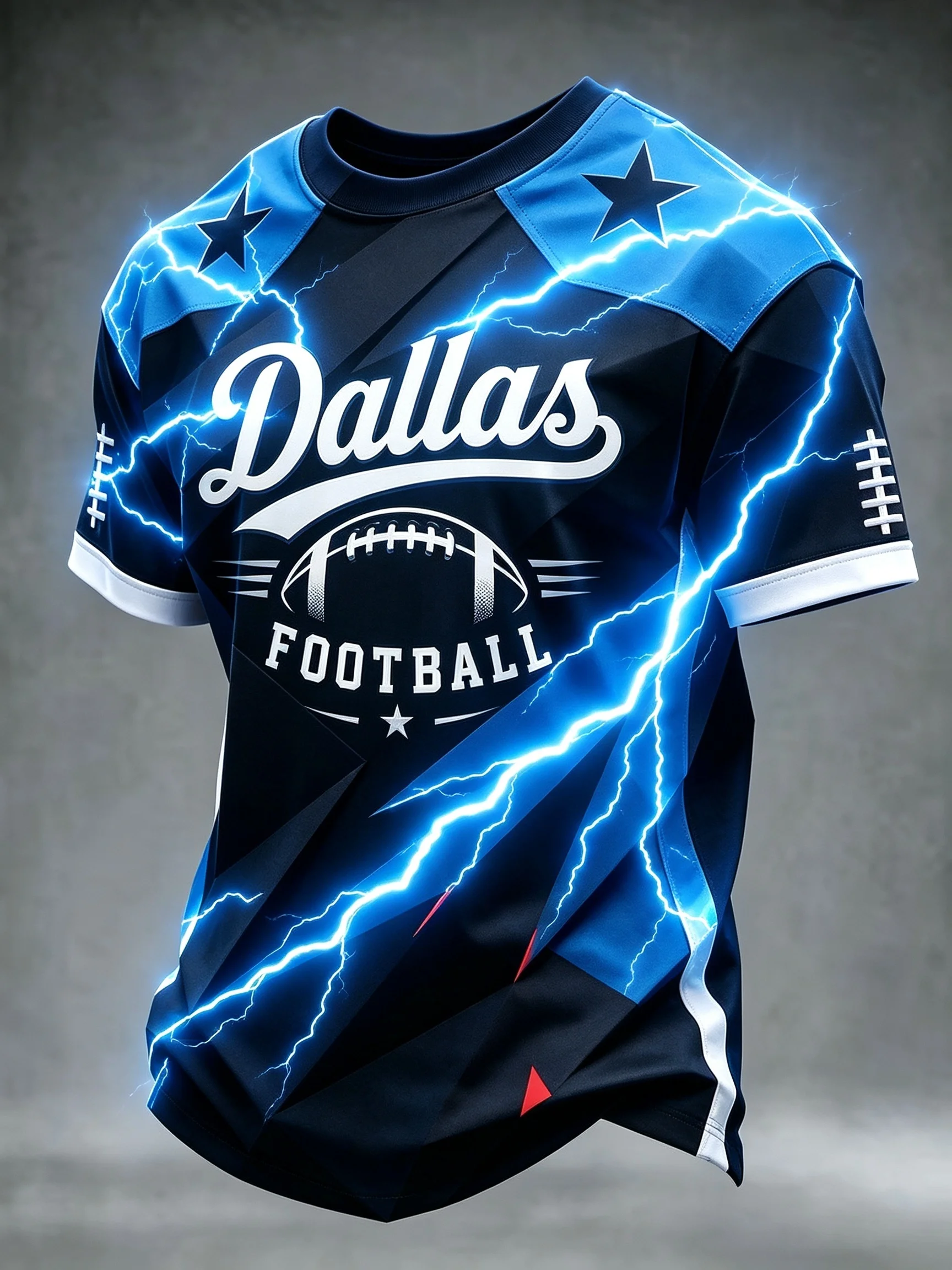 Men's Dallas Football Graphic T-Shirt, Navy Blue Short-Sleeve Tee, American Sports Single-Star Patchwork Casual Street Style