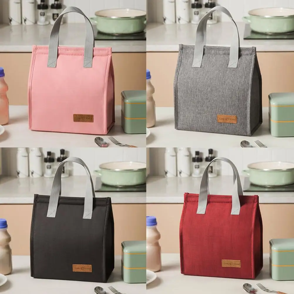 Lunch Bag Thermal Insulation Lunch Box Storage Handbag Solid Color Multifunctional Kid School Lunch Bags Picnic Food Pouch New