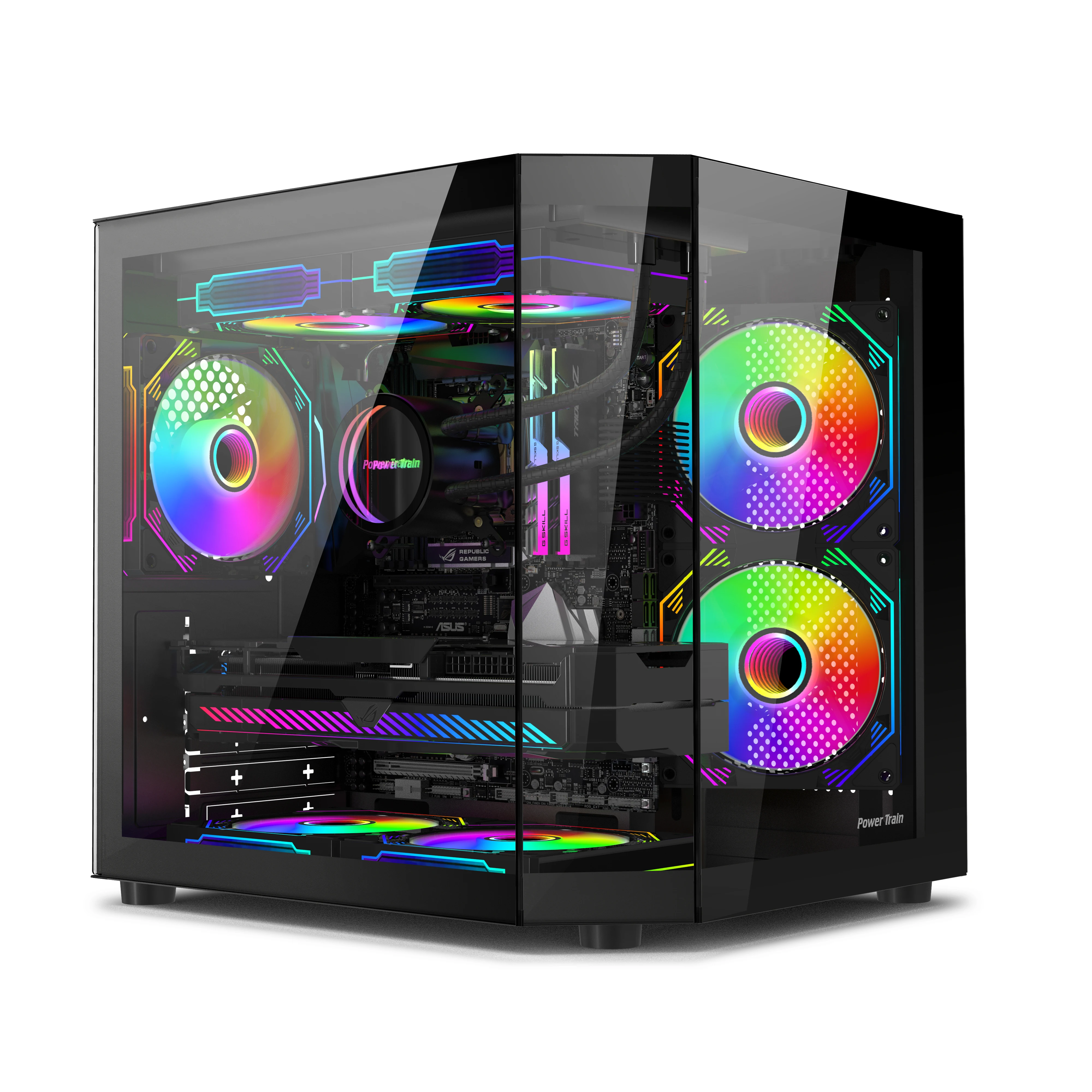 Power Train Star Realm M-ATX Desktop Chassis Three Sided Glass Panoramic Sea View Room Without Pillars DIY Cooler Game PC Case