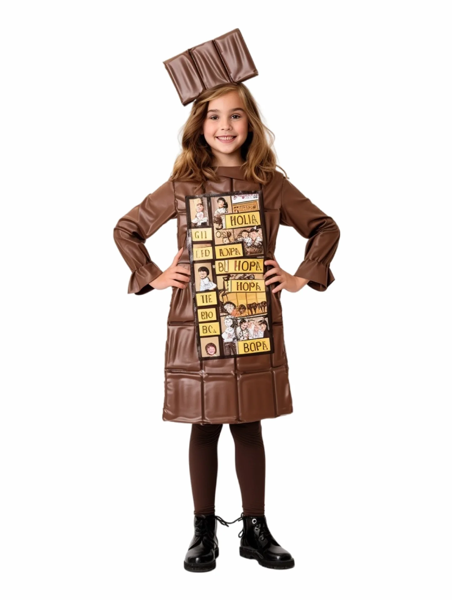 فستان تنكري للشوكولاتة مع طقم قبعة لحفلات الكرنفال للأطفال