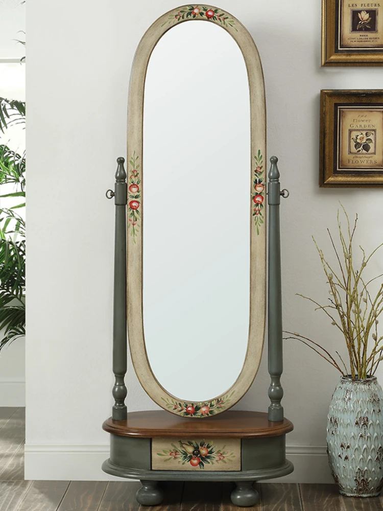 American-Style Full-Body Floor Mirror Home Fitting Dressing Mediterranean Vertical Bedroom Living Room