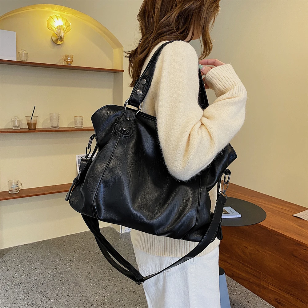 

Vintage PU Leather Women Shoulder Bags Big Large Capacity Hobo Shopper Bag Casual Female Crossbody Handbag Lady Travel Tote Bag