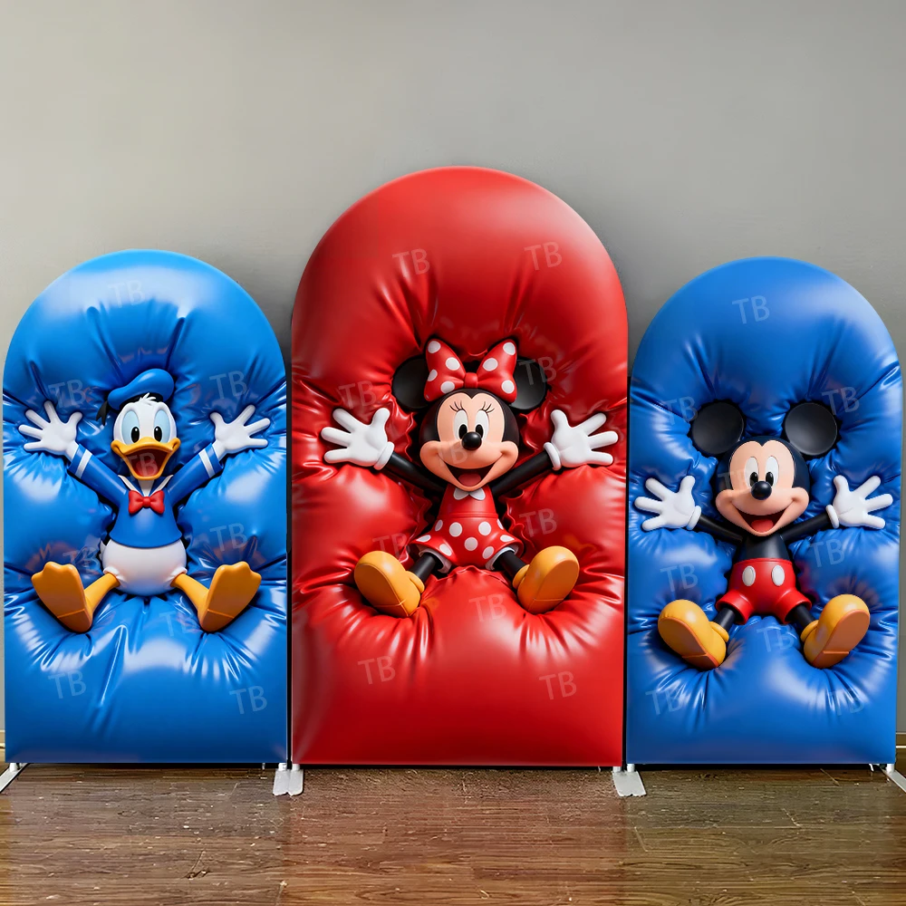 

Disney Mickey Minnie Donald Duck Arch Backdrop Cute Inflatable Style Photo Booth Props for Parties & Home Decoration