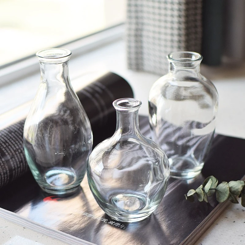 3-piece Retro Glass Vase, Plant Vase, Flower Arrangement, Hydroponic Aquarium, Desktop Vase