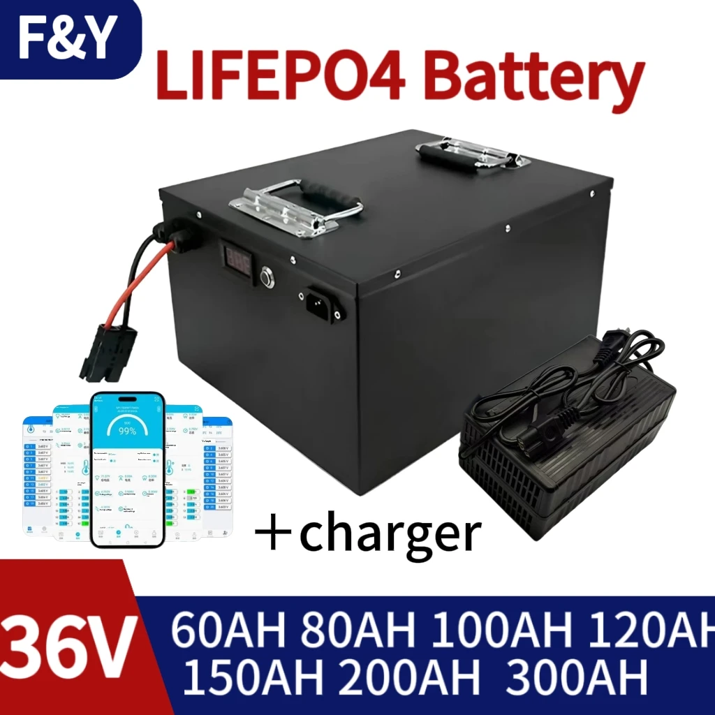 LifePo4 Lithium Battery 36V for Golf Cart Electric Vehicle with Charger 60AH 80AH 100AH 120AH 150Ah 200AH 300ah High Capacity