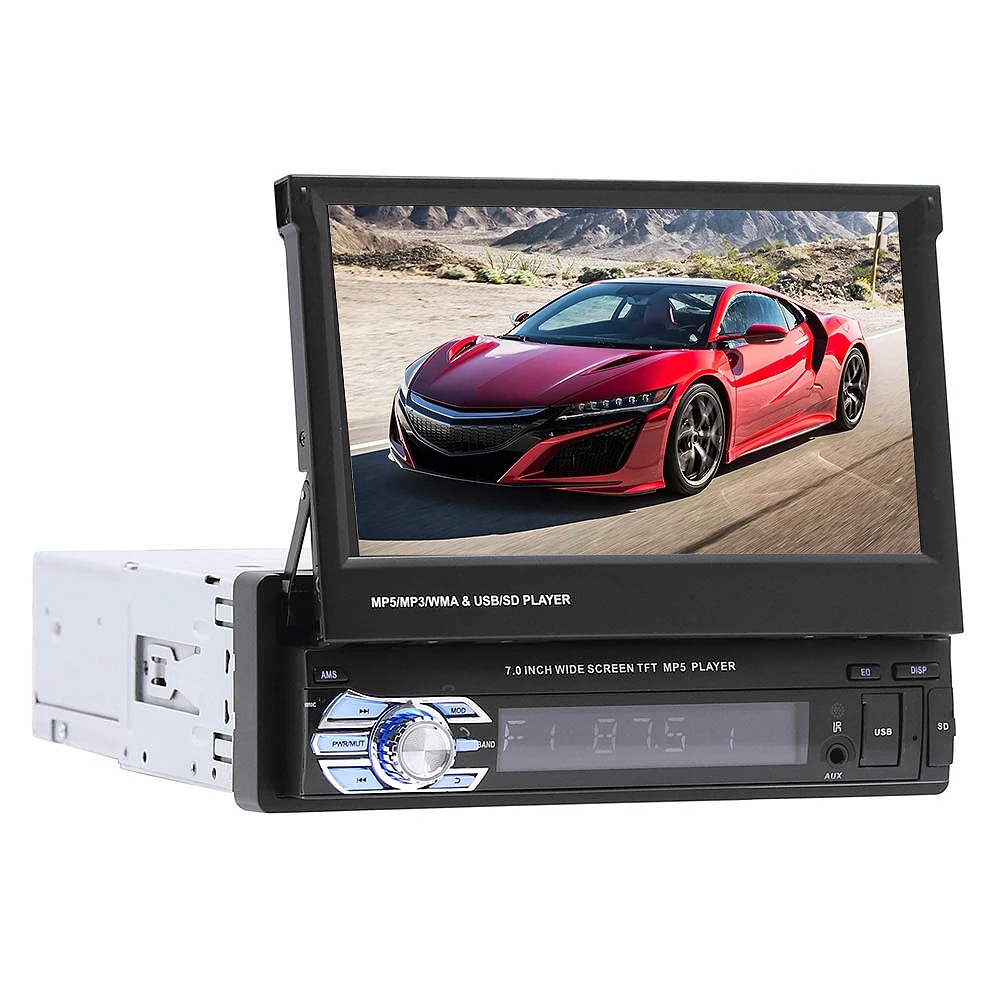 

7 Inch 1Din Autoradio Retractable Screen HD Car MP5 Player Car Stereo Radio Support Bluetooth/USB/AUX/FM/AM/RDS Radio