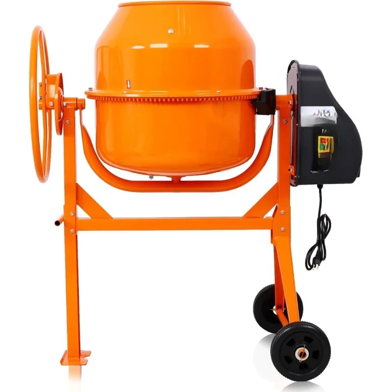 5 Cu Ft Concrete Cement Mixer 2/3 HP Electric Mixer Machine with Wheel Freestanding Barrow Machine 120V Concrete Mixer