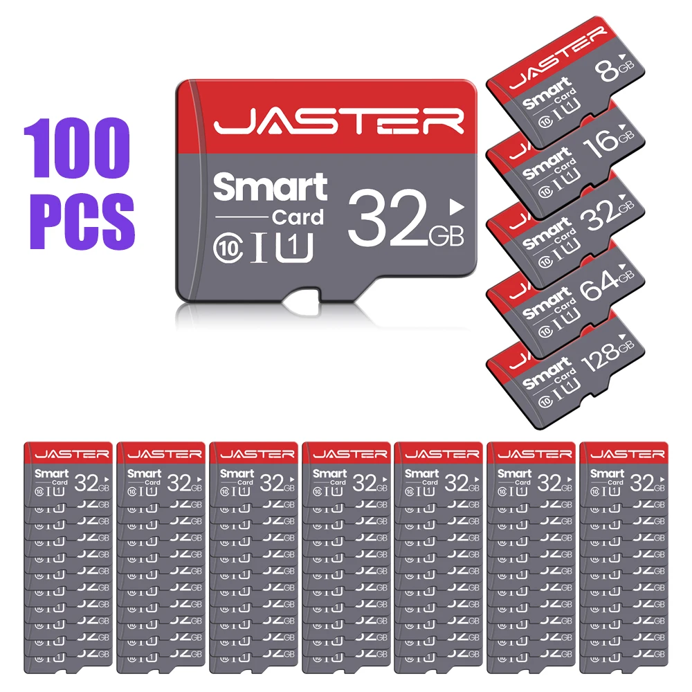 

JASTER 100PCS Lot Original Memory Card 128GB High Speed SD Card 64GB 32GB 16GB 8GB For Camera Mobile Phone Tachograph Monitoring