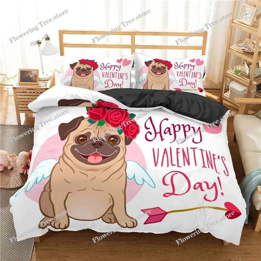 Cute Animal Bedding Set Cartoon Pug Dog Duvet Cover Sets Kids Comforter Cover Queen King Twin Single Size Polyester Quilt Cover0 3