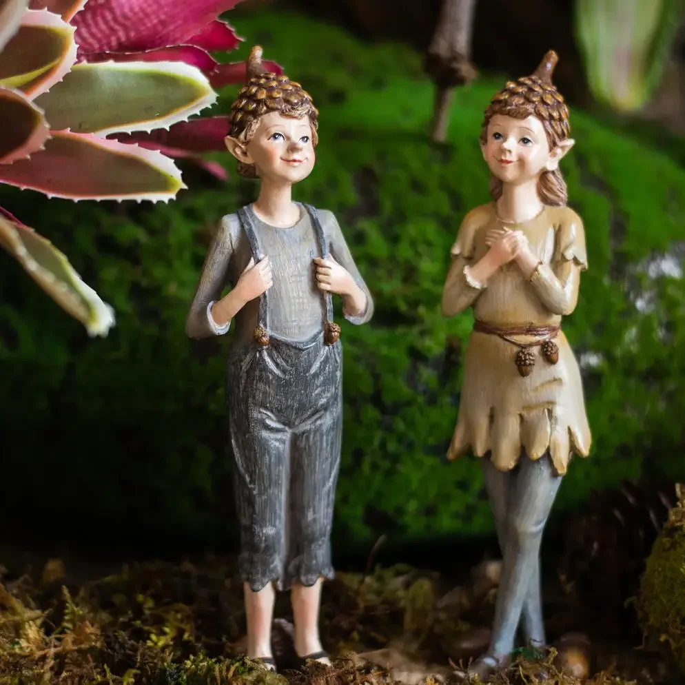 Forest Resin Tabletop Decor, Cute Elf, Vintage Fairy Garden, Miniature Figurines, Living Room, Rustic Home Decoration