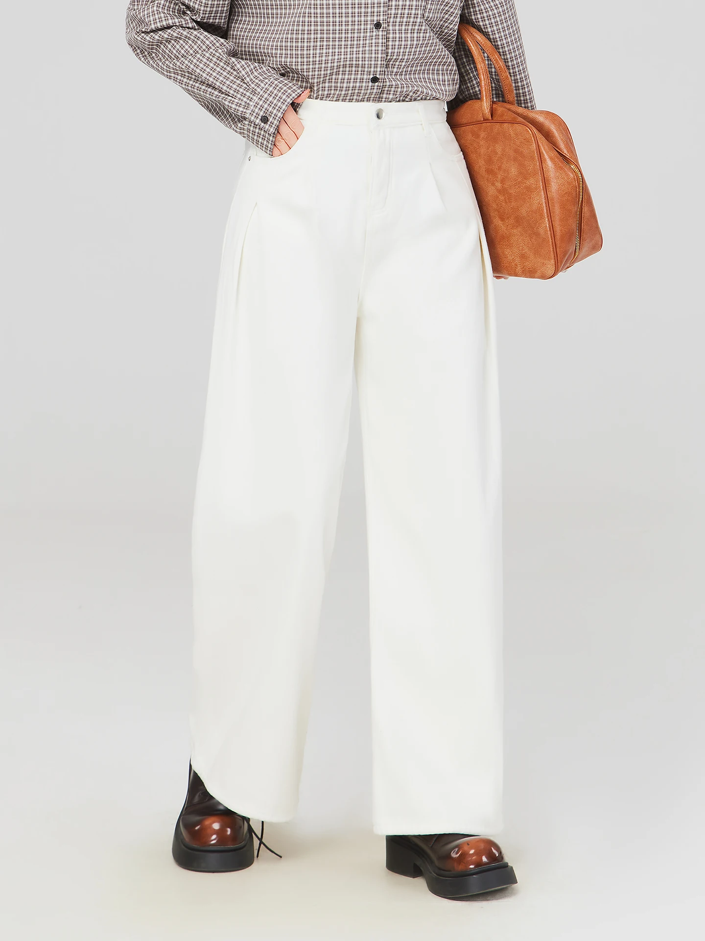 

White High Waist Wide Leg Casual Pants Women's plus Size Lazy Sle Slimming Loose Fit Trousers Spring 2026 New Arrival