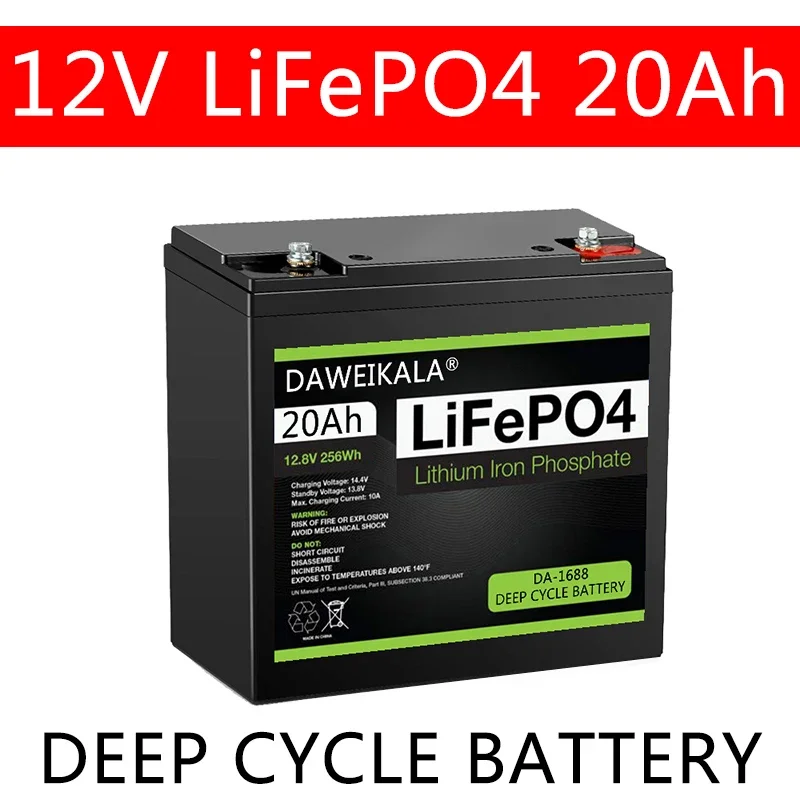 12V Battery 20Ah LiFePo4 Battery Lithium Iron Phosphate 12V LiFePo4 Rechargeable Battery for Kid Scooters Boat Motor Tax Free 