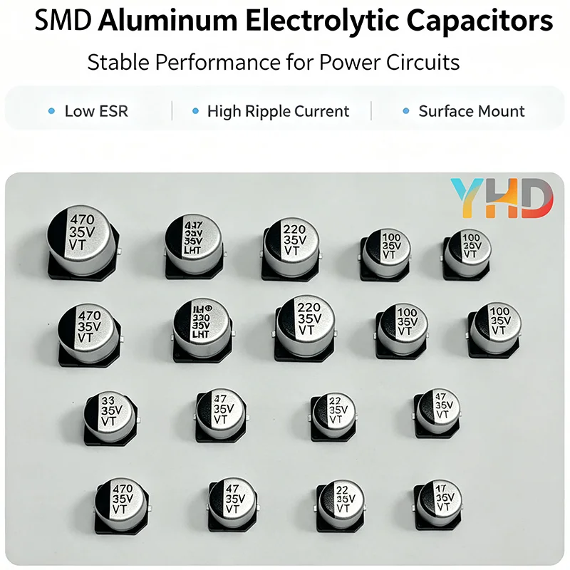 20PCS SMD 5*5.4 Size 50V 35V 25V 16V 10V 6.3V 4.7UF 10UF 22UF 33UF 47UF 100UF Aluminum Electrolytic Capacitor