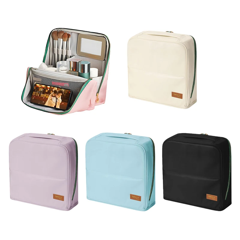 Large-capacity Cosmetic Bag,Can Be Hung On A Suitcase Ulti-functional Upright Cosmetic Bag Travel Essential Toiletries Bag