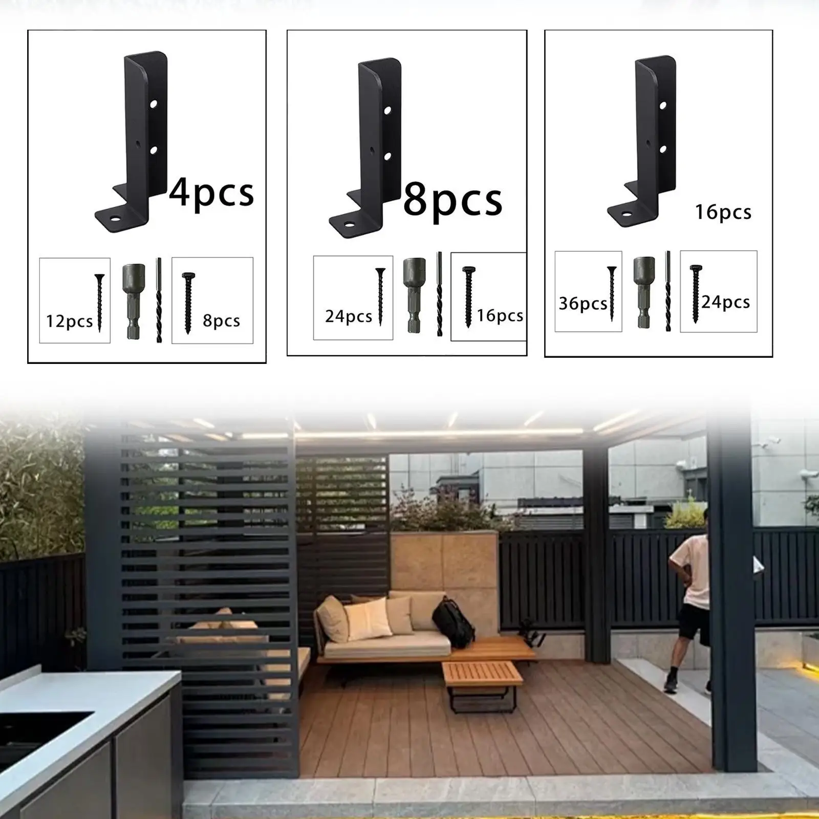 Suporte de base de poste, base de âncora de poste de deck profissional resistente de hardware