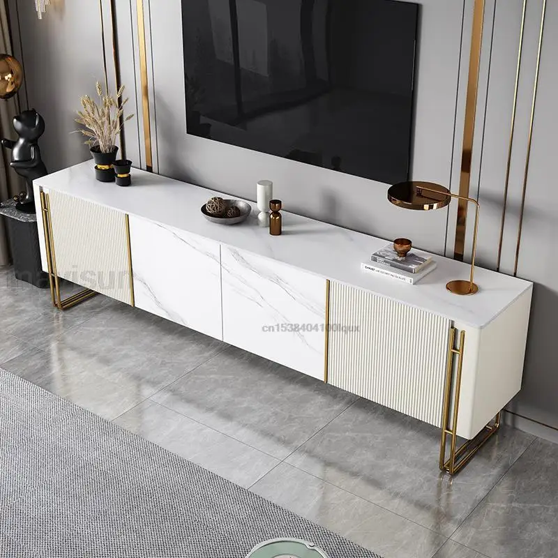 Modern Minimalist Slate Tv Cabinet Italian Light Luxury Style Floor Cabinet Coffee Table Combination Solid Wood Villa Furniture·