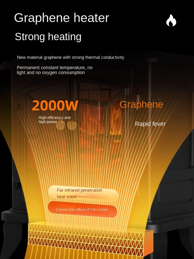 3D chama elétrica lareira aquecedor, grafeno camelo, montanha, economia de energia, inverno, 220V