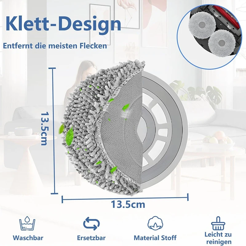 ملحقات متوافقة مع ABNO مع ممسحة لـ Roborock Q Revo/Qrevo S/Qrevo Master/Qrevo Curve/Qrevo Maxv، وسادة ممسحة قابلة للغسل