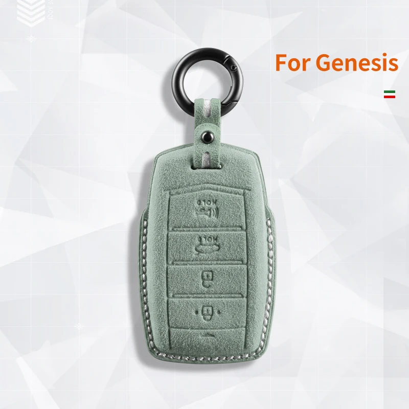 For Hyundai 2020 Genesis G70 G80 EQ900 G90 Suede Remote Car Key Case Holder Shell Keychain for Hyundai Genesis Car Key Fob