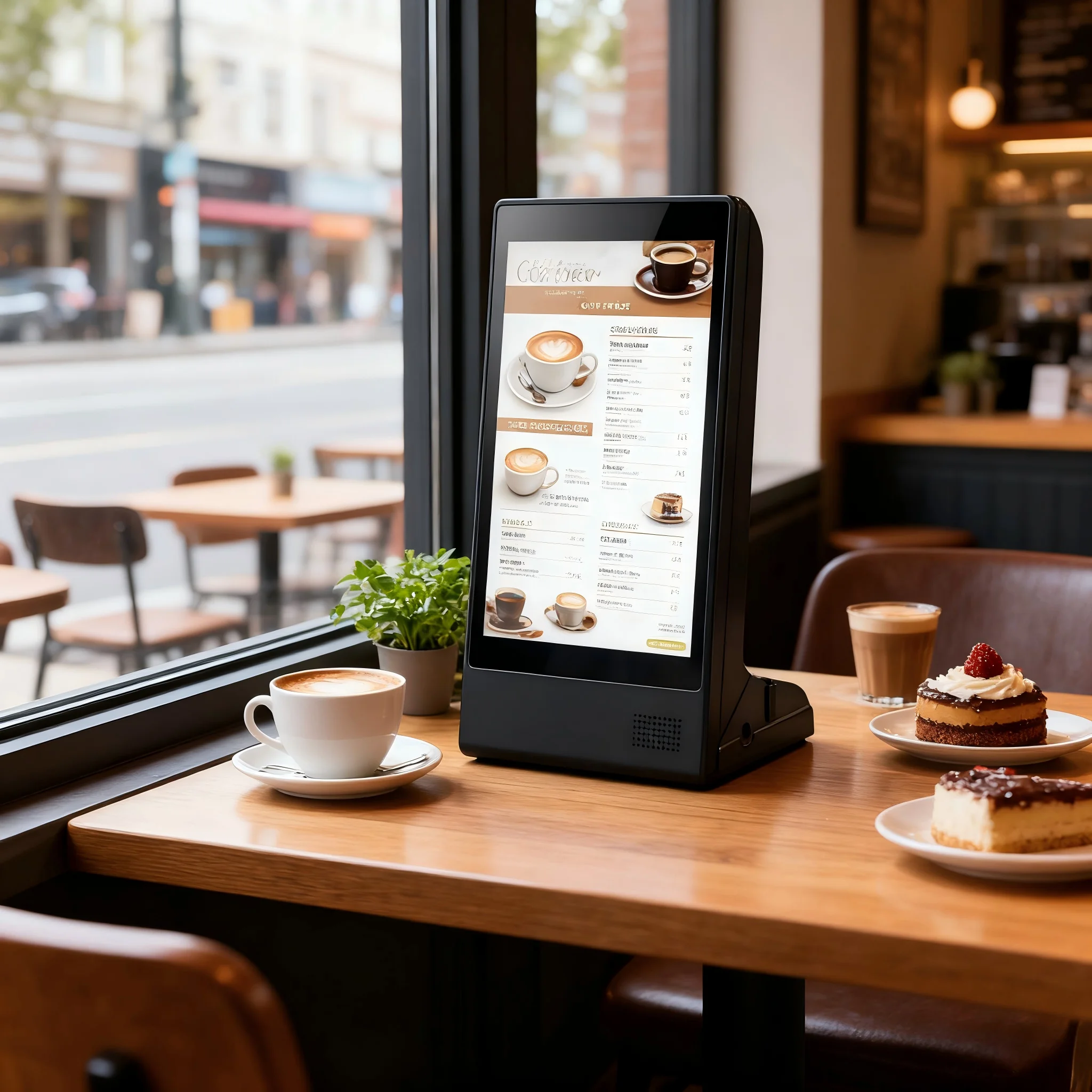 New Upgrade Indoor LCD Restaurant Tabletop Digital Menu Touch Screen Advertising Display Calling Ordering Services Phone Charger view 4