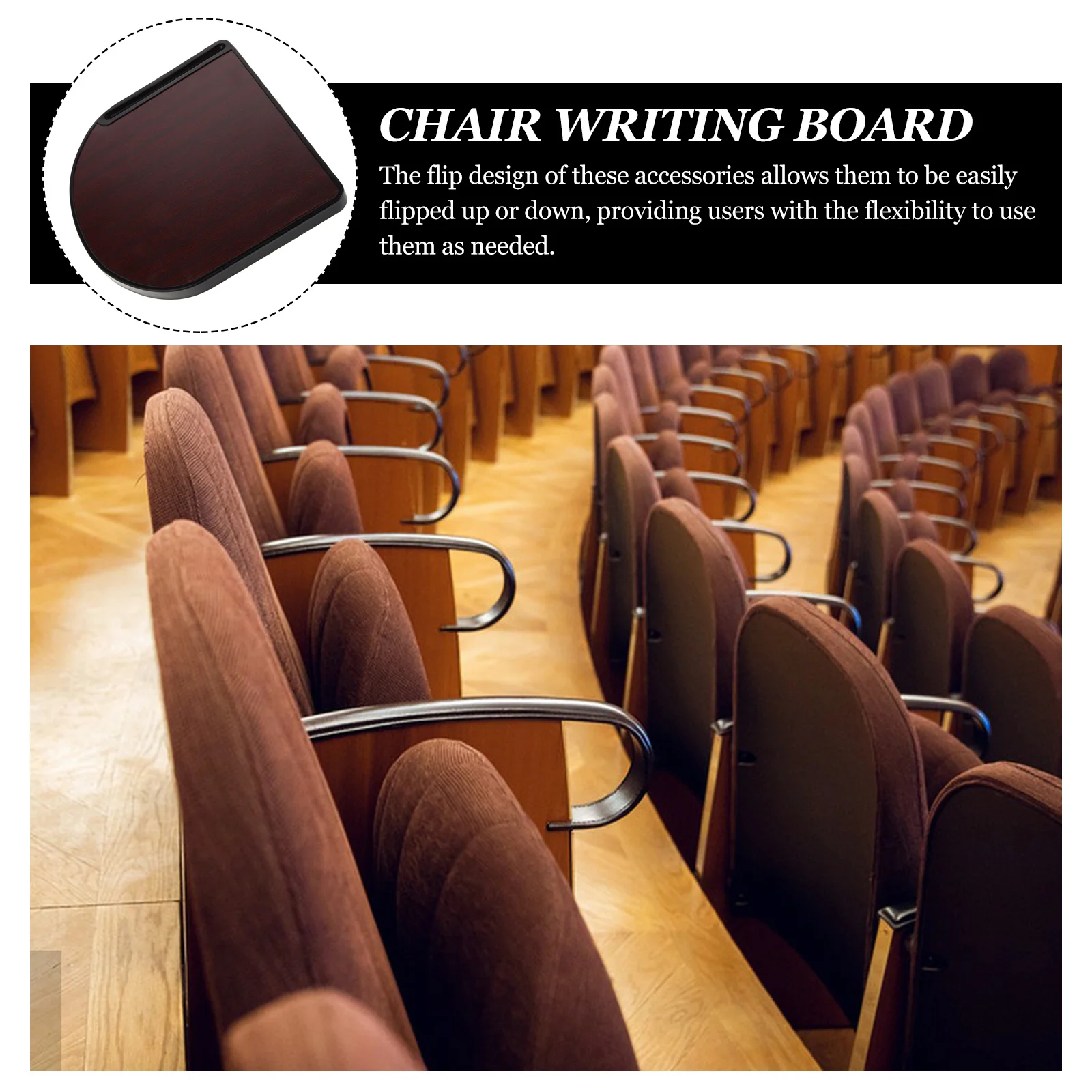 

Side Wooden Writing Board Replacement Clip for Conference Chair Flip Design Hidden Writing Clipboard Meeting Chair Accessory